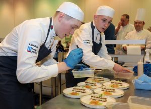 Ged Jones from Carden Park Hotel, near Chester works on his dessert.